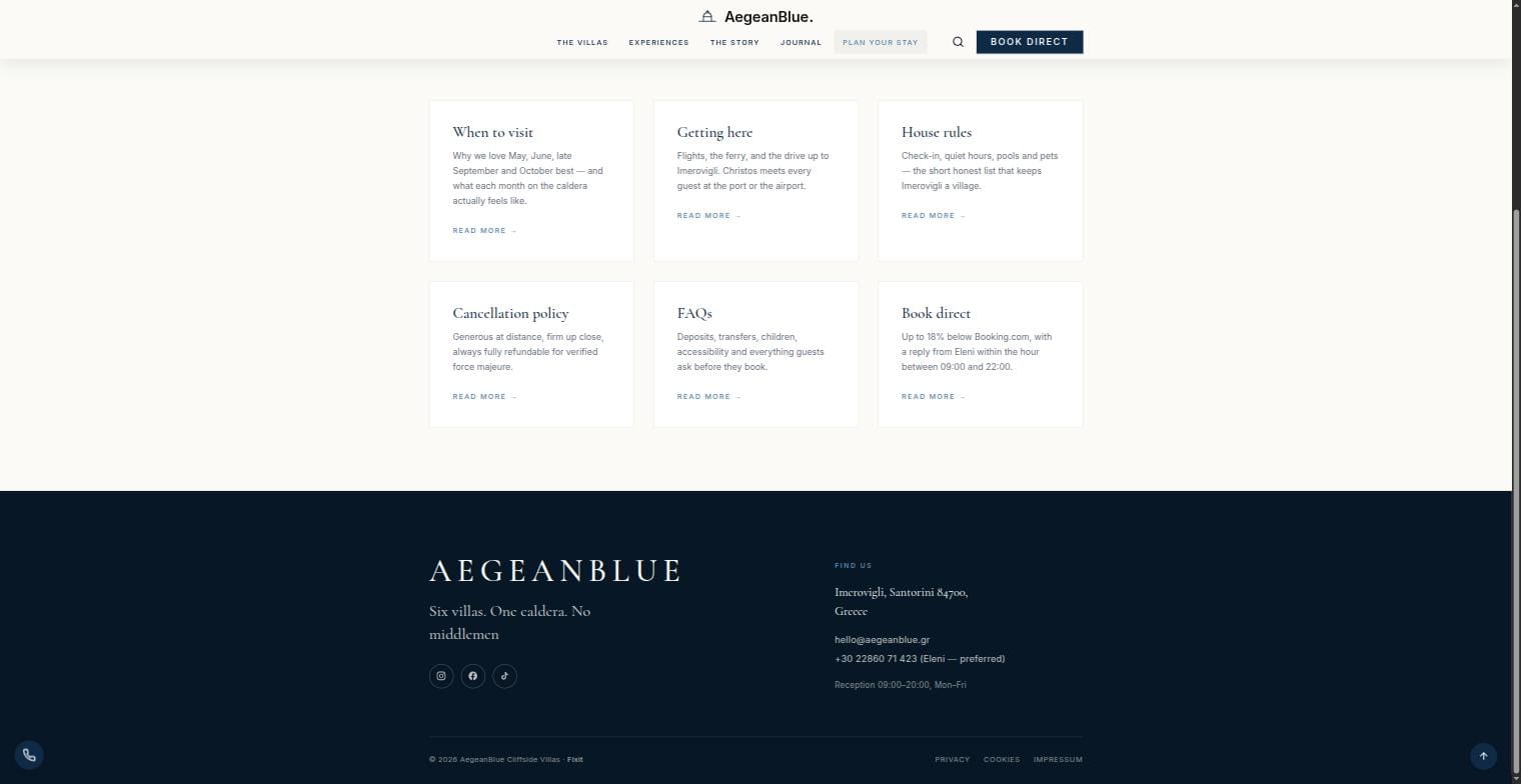 AegeanBlue WordPress theme — οδηγός επισκέπτη Plan your stay